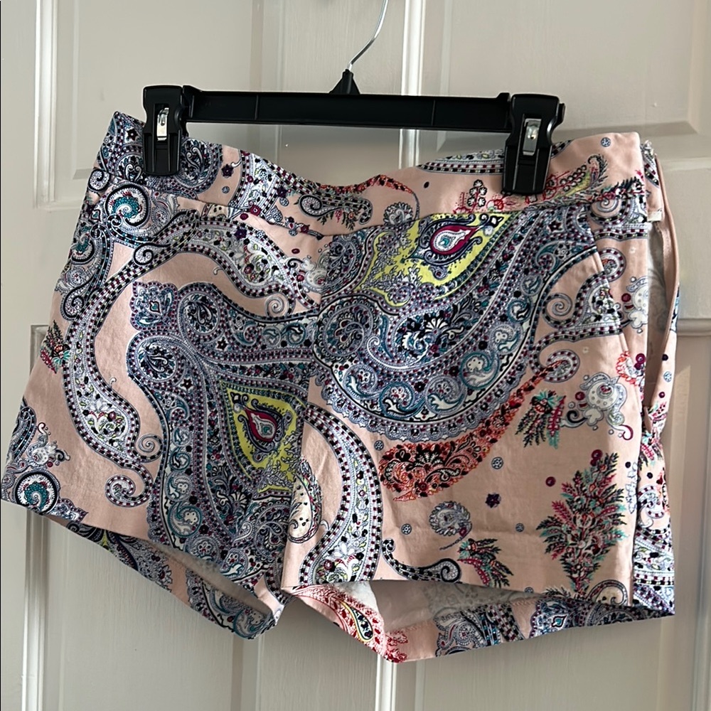 Express High Waist Pink and Blue Paisley Shorts